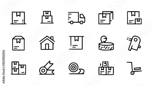Set of delivery and moving icons simple line vector design element for web and mobile apps isolated on white background