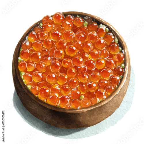 Caviar, watercolor painting vector, isolated on a white background.