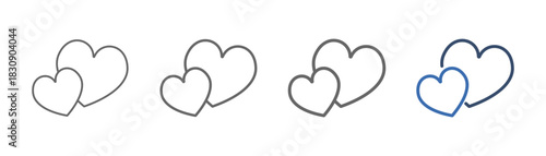 
outline icon set love with two hearts design