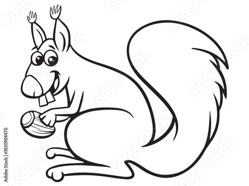 Happy Squirrel Holding an Acorn