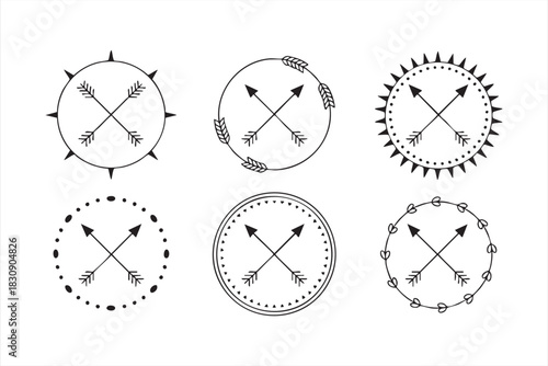 Adventure-themed arrow insignia for outdoor branding and graphic design