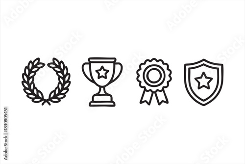 Trophy and star-emblem illustrations for gamification, ranking, and scoring designs