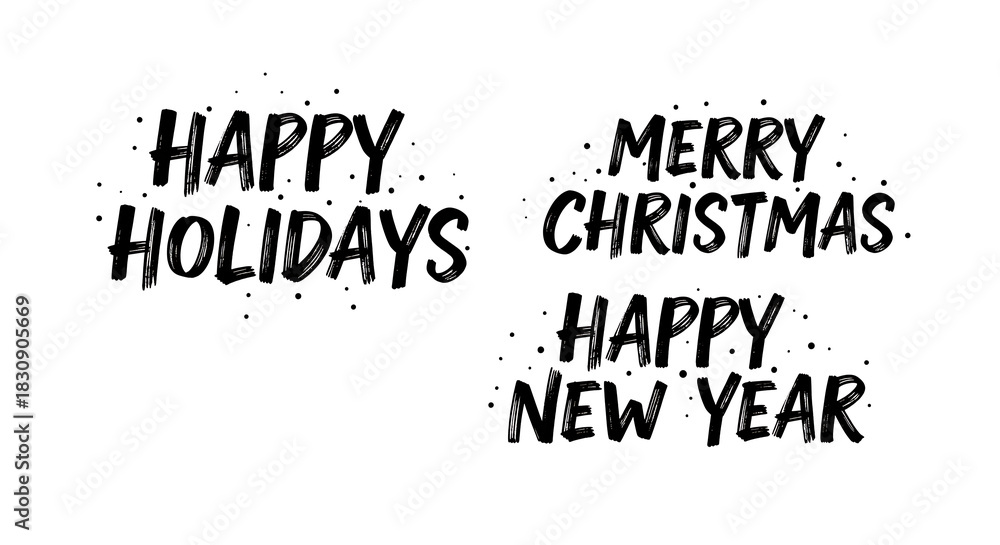Fototapeta premium Happy holidays merry christmas happy new year text design