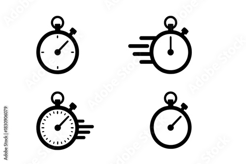 Four different stopwatch icons representing time measurement speed and urgency