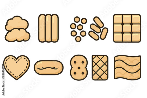 Assortment of various baked goods including cookies, crackers, biscuits, and wafers