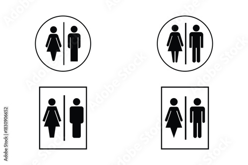 restroom male female wc icons black vector sign set