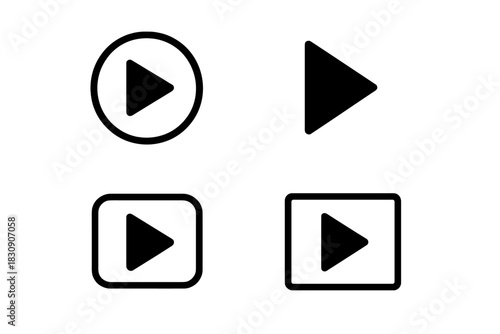 Universal digital interface symbols for video and audio play buttons in various styles
