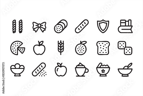 Minimal food illustrations for cooking platforms, meal planners, and kitchen apps