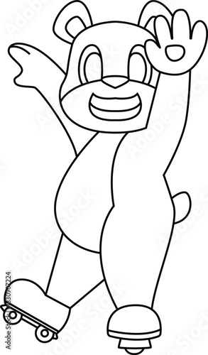 Panda Inline skating Inline skates Sports Animal Vector Graphic Art Illustration