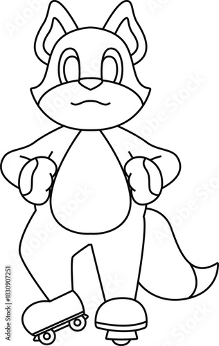 Cat Inline skating Inline skates Sports Animal Vector Graphic Art Illustration