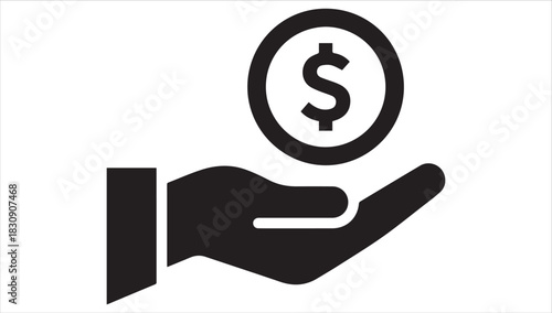 Hand Offering a Dollar: A simple illustration of a hand presenting a single dollar coin, representing financial concepts. 
