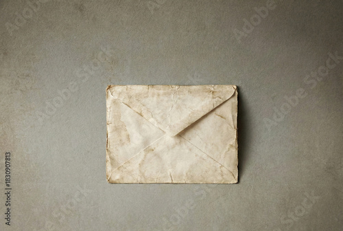 Old yellowed antique letter envelope with stains