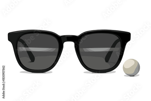 Modern black frame sunglasses with dark gray lenses on a pure white background