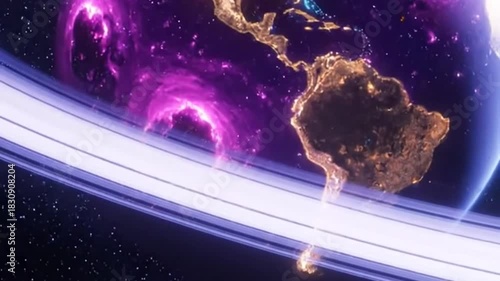 Ringed Earth with galactic anomaly