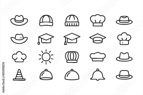 Minimal headwear vector set for UI, apps, and illustrations