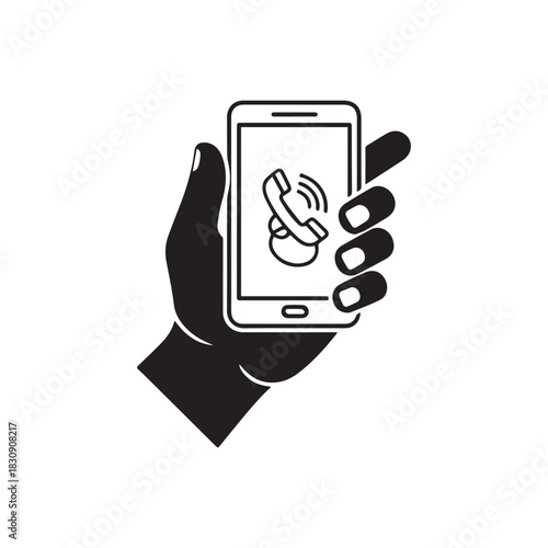 Black phone icon .vector icon isolated on white background.