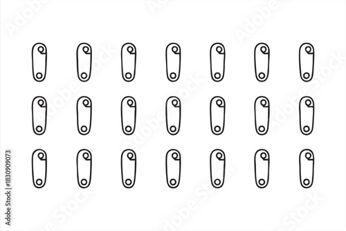 Safety Pin Variations in Line Art for Apparel Repair and Design