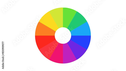 Vibrant color wheel illustration displaying a complete spectrum of hues for design projects, artistic creations, and visual theory applications