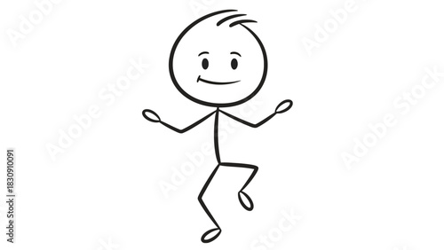 Joyful stick figure dances with happy expression, perfect for adding a touch of whimsical fun and lightheartedness to any design project or creative endeavor