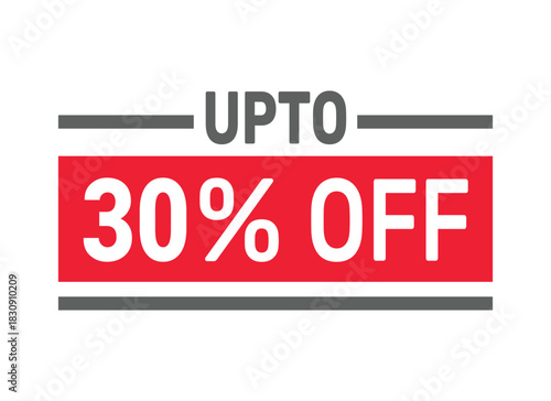 Up to 30 % Off sale offer text design icon vector illustration