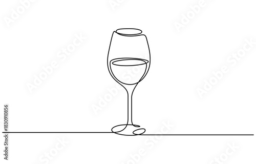 Continuous one line drawing of glasses of red wine. Toast and cheers with splash in simple linear style. Isolated on transparent background