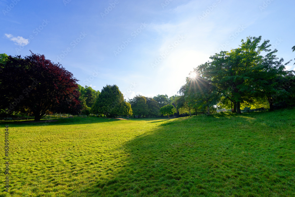 Fototapeta premium The Monceau park in the 8th arrondissement of Paris city