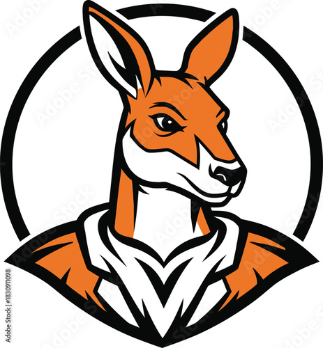 Powerful Kangaroo Mascot Logo Design in Orange