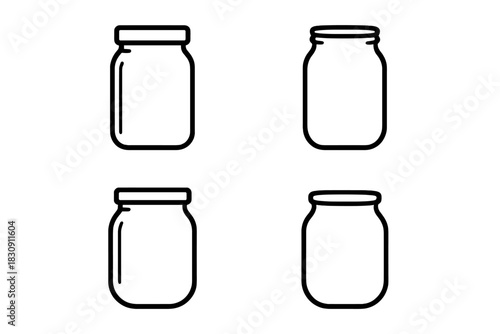 Empty glass jars for food preservation, canning, and general kitchen storage needs