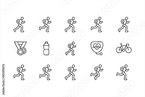 Cardio and Athlete Icons for Exercise Logs and Fitness UI