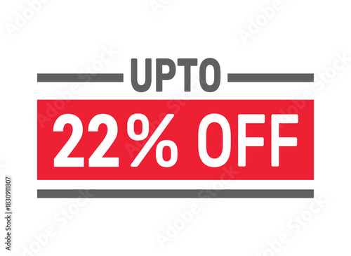 Up to 22% Off sale offer text design icon vector illustration