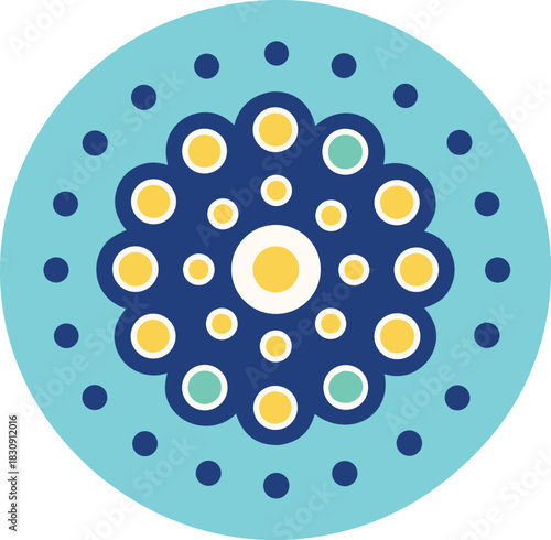 Modern flat circular dot grid pattern icon with vibrant color options
