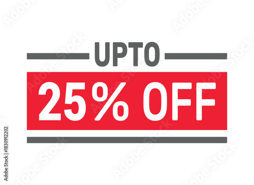Up to 25% Off sale offer text design icon vector illustration