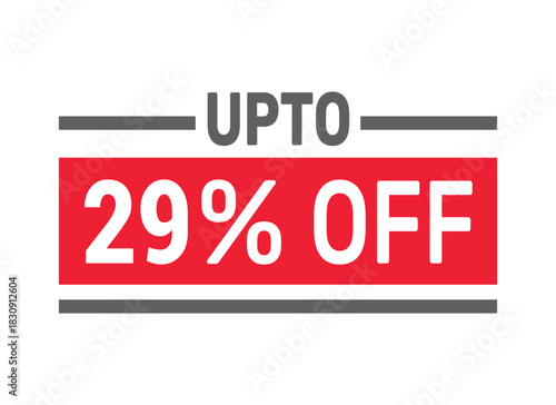 Up to 29 % Off sale offer text design icon vector illustration