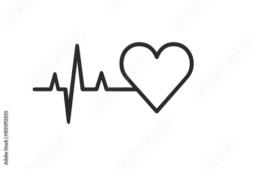 Continuous pulse rate signal line graphic with a minimalist heart shape