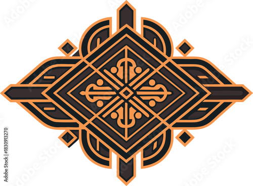 Abstract geometric line pattern design with decorative elements and vibrant color accents