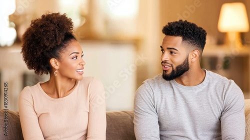 Wallpaper Mural Affectionate Gaze: A captivating portrait of an African American couple sharing an intimate moment, their eyes locked in a tender exchange, symbolizing love and connection. Torontodigital.ca