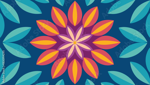 Seamless flat petal repeat pattern design for graphic elements and backgrounds