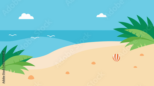 Sunny Sandy Beach with Turquoise Water