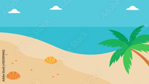 Sunny Sandy Beach with Turquoise Water