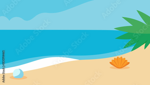 Sunny Sandy Beach with Turquoise Water