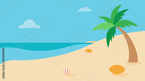 Sunny Sandy Beach with Turquoise Water