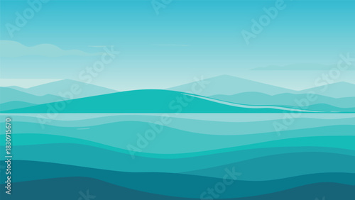 Serene light teal and blue ocean gradient with soft diffused lighting for a calm atmosphere