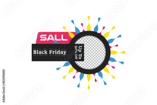 Black friday sale up to 50% off design element with colorful frame