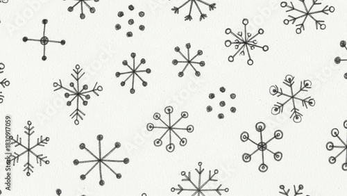 Charming hand-drawn snowflakes pattern for winter crafts and holiday designs, adding a touch of whimsical elegance to your seasonal projects
