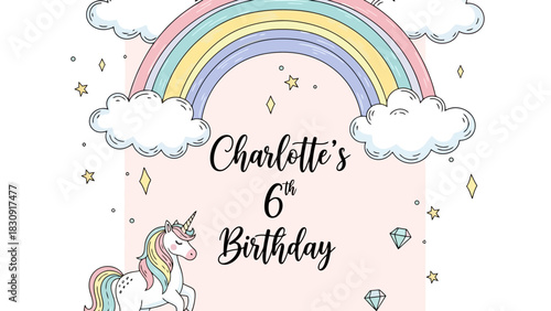 Celebrate Charlotte's 6th Birthday with a Magical Unicorn and Rainbow Theme