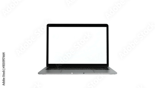 Open laptop with white screen. Simple digital display device