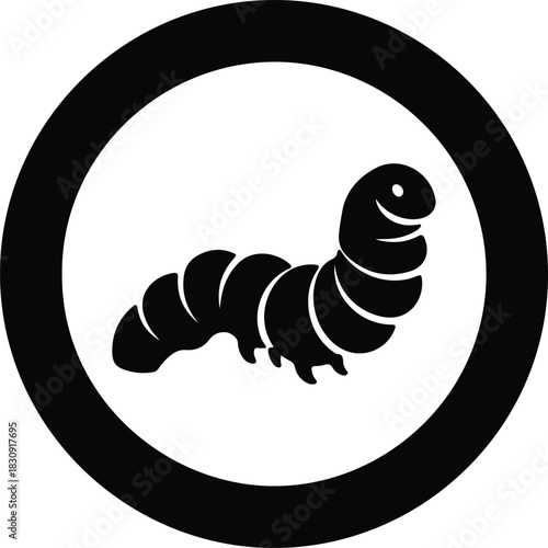 Illustration caterpillar inside black circle icon silhouette vector