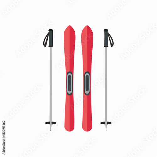 Flat Design Skis and Poles Icon