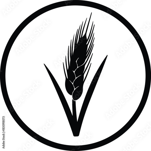 Illustration ear of wheat in a circle simple silhouette vector