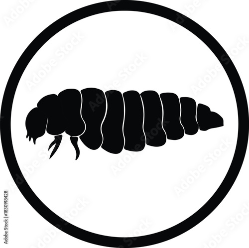 Illustration grub worm insect larva in circle silhouette vector